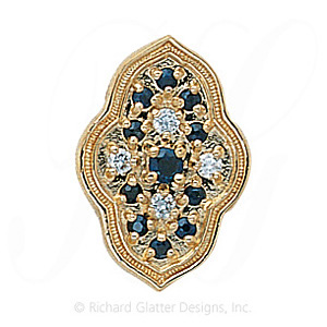 GS047 S/D/S - 14 Karat Gold Slide with Sapphire center and Diamond and Sapphire accents 